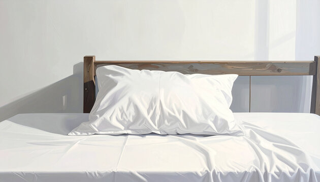 Minimal White Bed with Soft Pillows