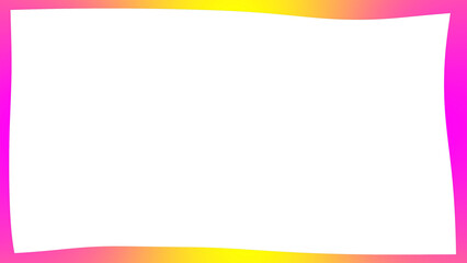 Obraz premium Vibrant pink and yellow gradient frame, colorful wavy border with white copy space, neon aesthetic decorative background for social media