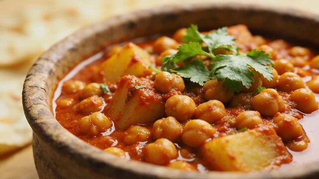traditional chana aloo curry hearty chickpeas and potatoes indian recipe zoom out