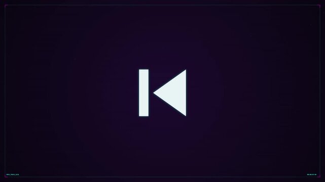 Previous Track Icon on a Dark Purple Background with Subtle Visual Effects