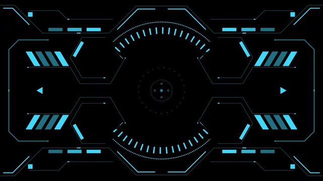 Futuristic hud digital interface technology screen for sci-fi movies gaming overlays computer systems dashboards and high-tech video production