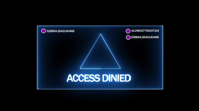 digital access denied screen with glowing red triangle and error codes on dark background
