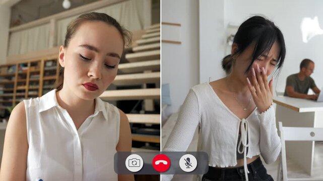 Students react in various ways during online classes. Some show focus while others express sadness or frustration. Emotions change quickly throughout the calls.