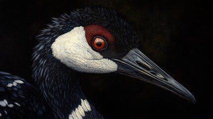 Fototapeta premium Crane Portrait, Detailed Closeup, Wildlife, Artistic Style, Nature