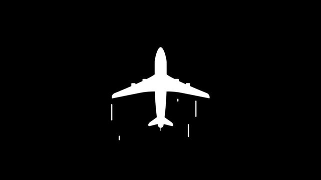A vector airplane moves around its position. A seamless looping animation of the airplane's flight. Wind lines emerge from under the wings.