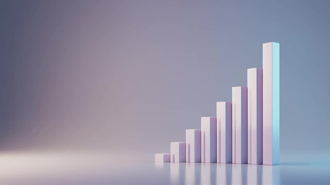 Abstract 3d bar graph animation in motion showing steady growth and positive financial trends