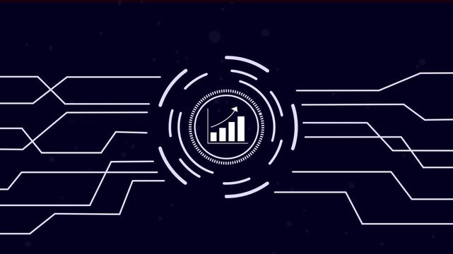 futuristic neon circuit maze on dark background minimal tech design