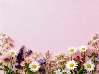 Fototapeta premium pink flowers on a wooden background