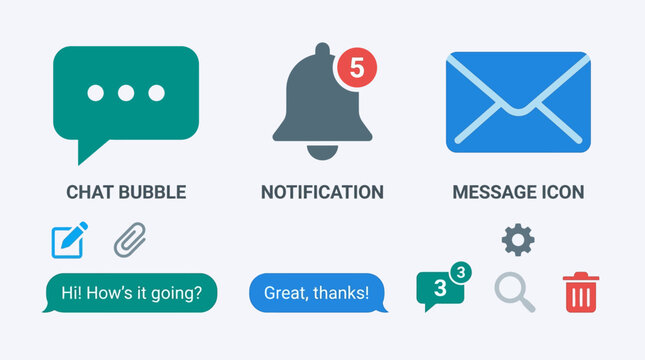 Digital Communication Icons and Symbols.