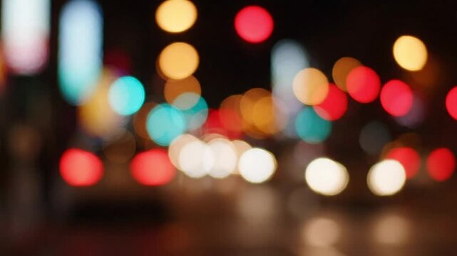 Cinematic Slow Motion of Night City Light Massive Bokeh Balls for Interview and Podcast Abstract Background