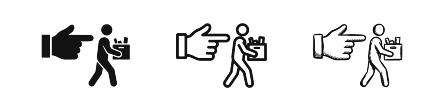 Job Dismissal and Unemployment Icon Set