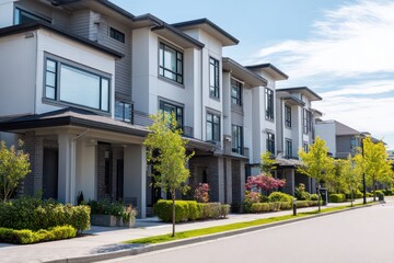 Fototapeta premium Stylish modern townhouse complex exterior and gardens