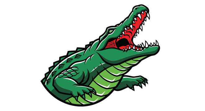 Cartoon Alligator with Open Mouth Illustration.