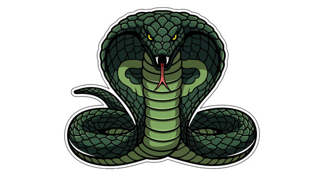 Cobra Snake Illustration with Open Mouth.