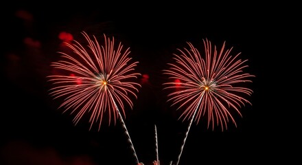 Fototapeta premium fireworks display with vibrant red bursts against dark night sky high quality professional detailed , Happy New year 