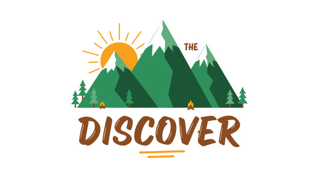 Mountain, adventure, travel logo, discover badge, outdoor emblem