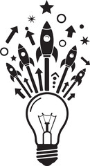 Fototapeta premium Startup Idea Silhouette Vector for Innovation Concept Isolated on White Background