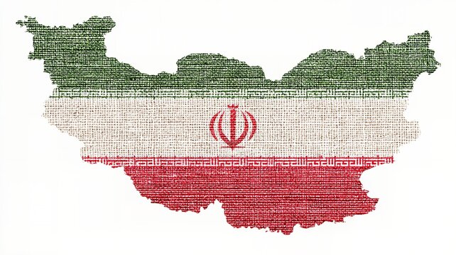Map of Iran shaped by text in national flag colors