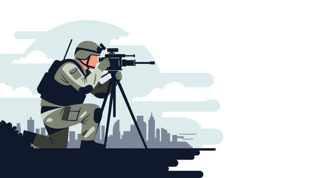 Soldier with a sniper rifle scope.