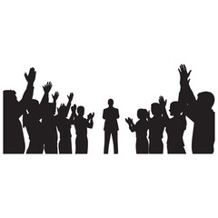 Obraz premium Silhouette of a speaker addressing an applauding crowd