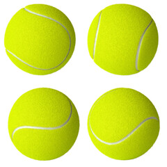 Fototapeta premium Four bright yellow tennis balls 3d isolated