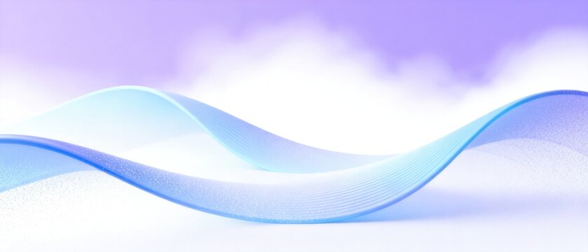 Abstract flowing blue gradient wave with soft purple background and smooth fluid lines creating modern minimal design, idea for technology presentation background