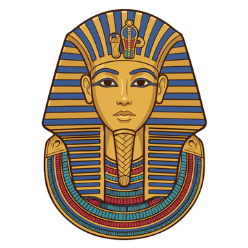 Golden Pharaoh Mask Tutankhamun Ancient Egypt Vector Illustration