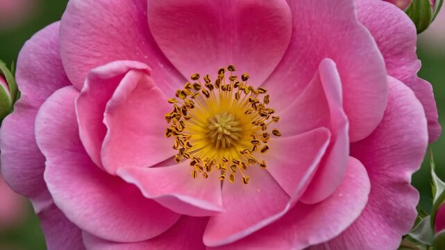 Extreme macro of Rosa rose at close range, detailed petals, floral texture, vibrant bloom, soft natural light, realistic detail, no logos
