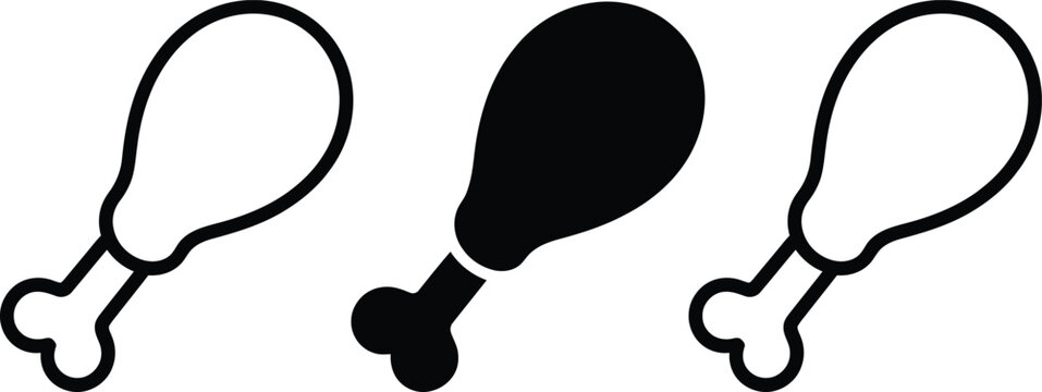 Three stylized depictions of a chicken leg with varying fill styles