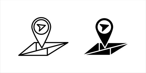 Outline icon set. of location pin on map representing navigation, GPS tracking, and destination concept. © Muhammad