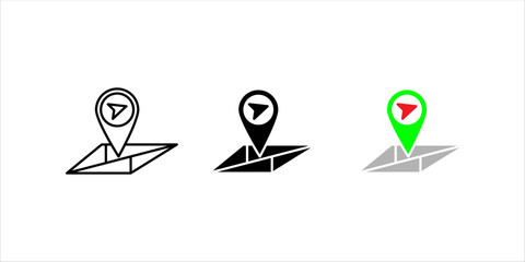 Outline icon set. of location pin on map representing navigation, GPS tracking, and destination concept. © Muhammad