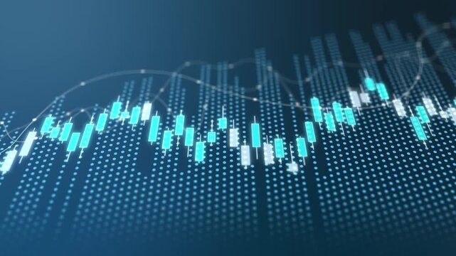 Stock market and fintech forex concept. Blurry blue digital charts, futuristic fintech concept with blurry blue digital charts and financial interface