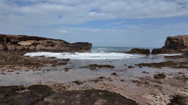 Ocean tide pools reflecting coastal natural marine beauty