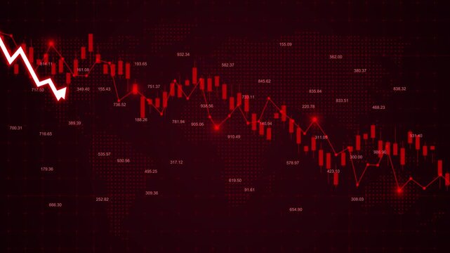 Arrows showing financial crisis, economic recession, and investment decline economic recession, stock market losses
