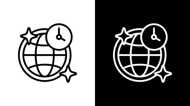World Clock White Icon Set Design