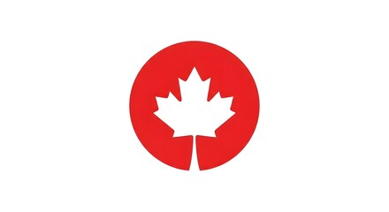 Fototapeta premium red circle with white maple leaf isolated on white background high quality professional detailed