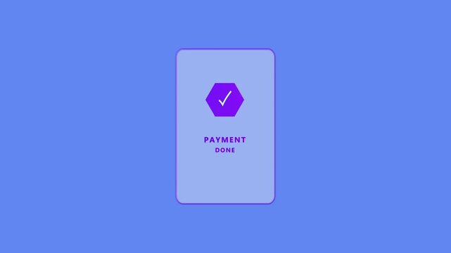 Abstract whit check mark with payment successful text animation. Payment done animation with alpha channel. highlighting secure transaction successful processes animation with UI 