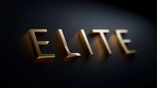 Das Wort &bdquo;Elite" leuchtet in goldenen Gro&szlig;buchstaben &uuml;ber einem strahlenden Lichtschein auf schwarzem Hintergrund