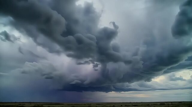 Dramatic mammatus cloud formations in motion during an epic thunderstorm video clip
