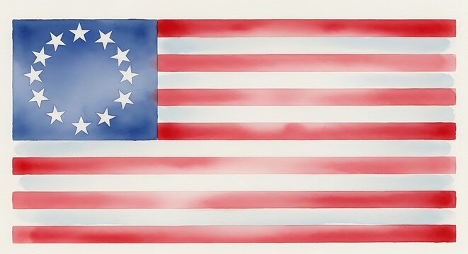 Betsy Ross Flag, American Revolution, 13 Stars in Circle, Symbol of USA Independence. 13 colonies flag