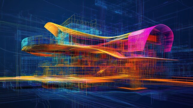 Futuristic building architectural sketch