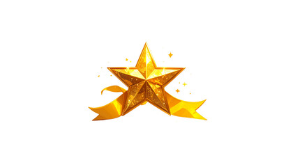 Fototapeta premium A sparkling golden star adorns a white background.