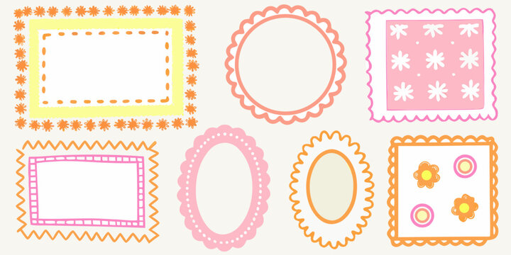 whimsical collection of pastel colored decorative frames on light background high quality professional detailed modern