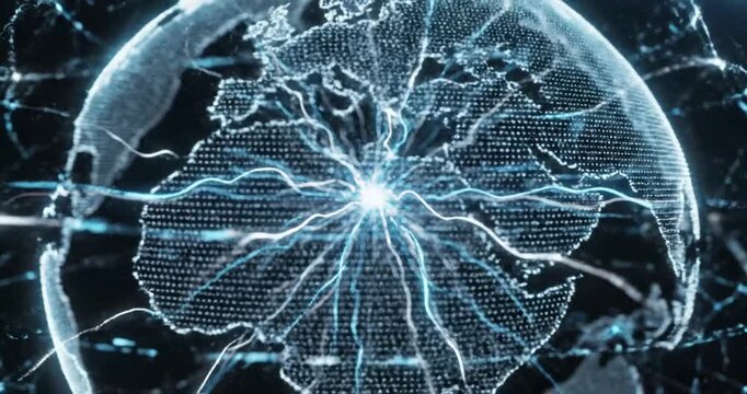 Abstract representation of electric energy radiating outward in a dark environment
