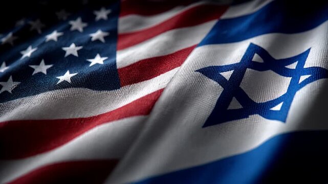 us flag waving next to israeli flag. relations usa israel