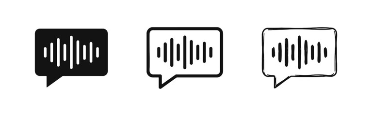 Voice Message Audio Waveform Speech Bubble Icon © drawing lines