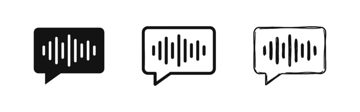 Voice Message Audio Waveform Speech Bubble Icon