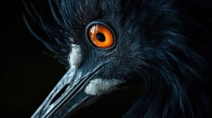 Fototapeta premium Close-up bird's head, dark background, wildlife portrait