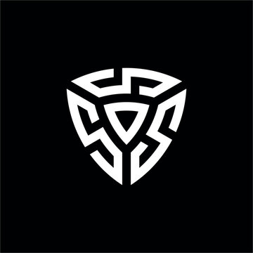 Futuristic logo merging three S letters into a shield for a unique modern tech brand identity.