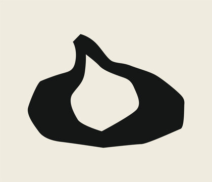 Minimalist Black Silhouette of an Onion or Garlic Bulb Shape